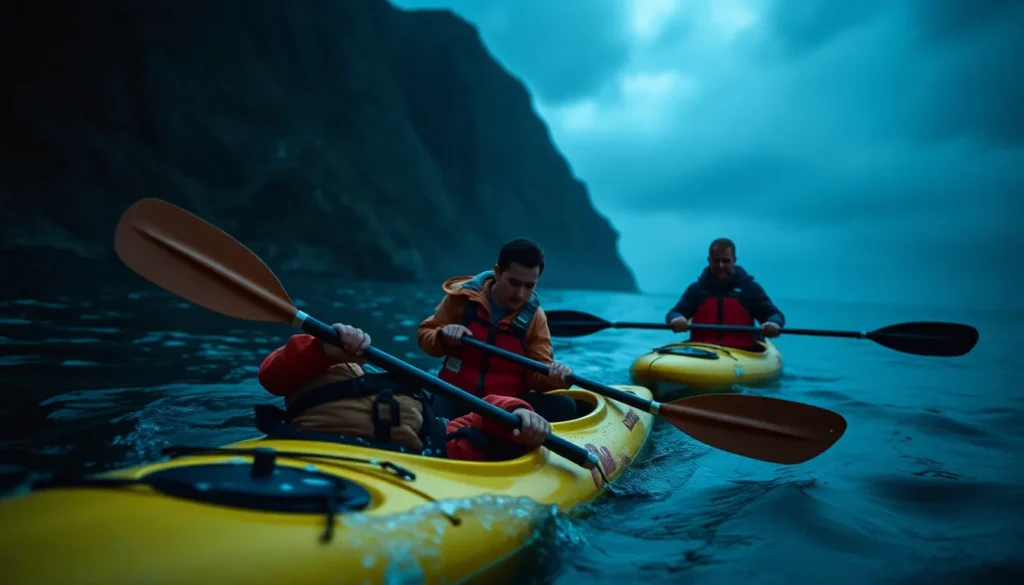 TEEN AND DAD RESCUED AFTER KAYAKS DRIFT OFF BOSCASTLE